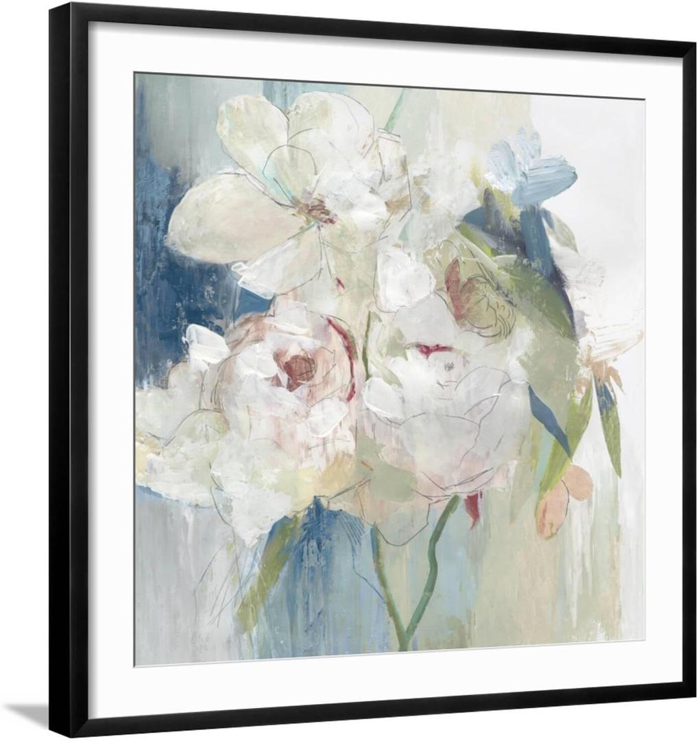 ART.COM Wall Art Print Blissful Peony I on Black Frame by PI Studio, 29" x 29" (24L" x 24W")