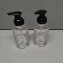 2 Pack Thick Clear Glass Jar Soap Dispenser with Foaming Pump, 13 Ounce Clear Round Bottles Dispenser with Foaming Pump (Black, 13oz)