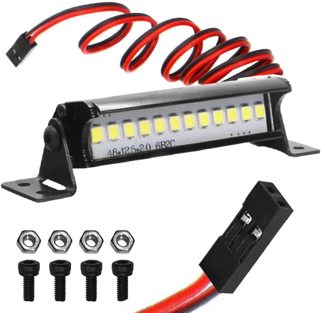 ShareGoo RC 12 LED Light Bar Roof Lamp Spotlight Dome Light Compatible with Traxxas TRX-4 SCX10 KM2 CC01 RC4WD D90 90046 90047 RC Crawlers,50mm/1.97"