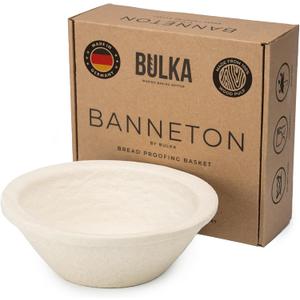 Bulka Small Round 8" 500g Plane Banneton Bread Proofing Basket Pressed Wood Pulp, Sourdough Proofing Basket - Non-Stick Brotform Sourdough Bread Baking Supplies, Made in Germany.