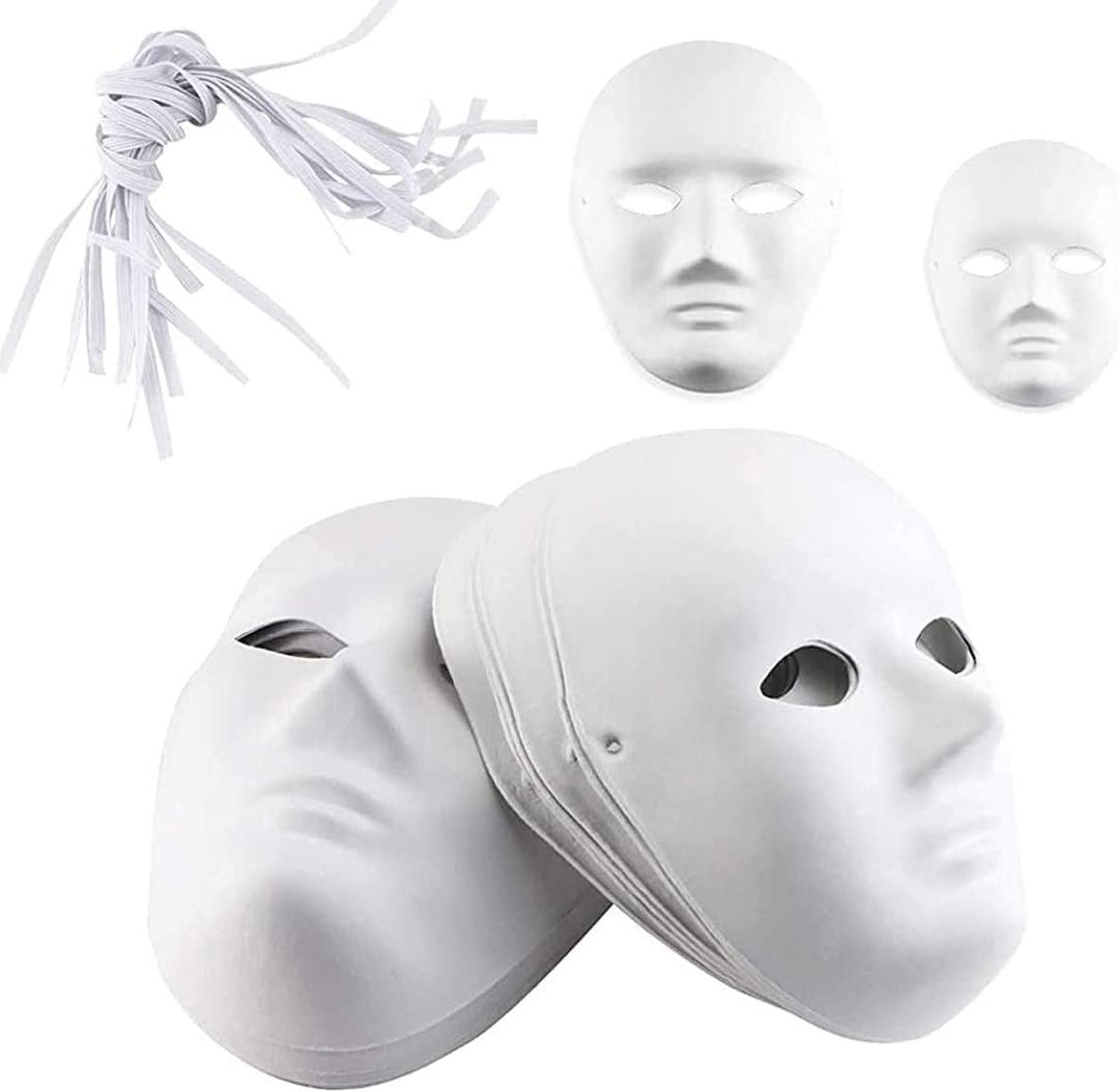 Oruuum DIY Face Masks, Paintable Paper Mask, White Masquerade Mask for Mardi Gras, Party Full Face Masks, 12 Pieces