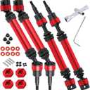 RC Drive Shaft Axles Upgrades Part for 1/10 Bigrock 3S,Steel Front & Rear 4PCS Driveshafts CVD w/Hex Hops Up,Red