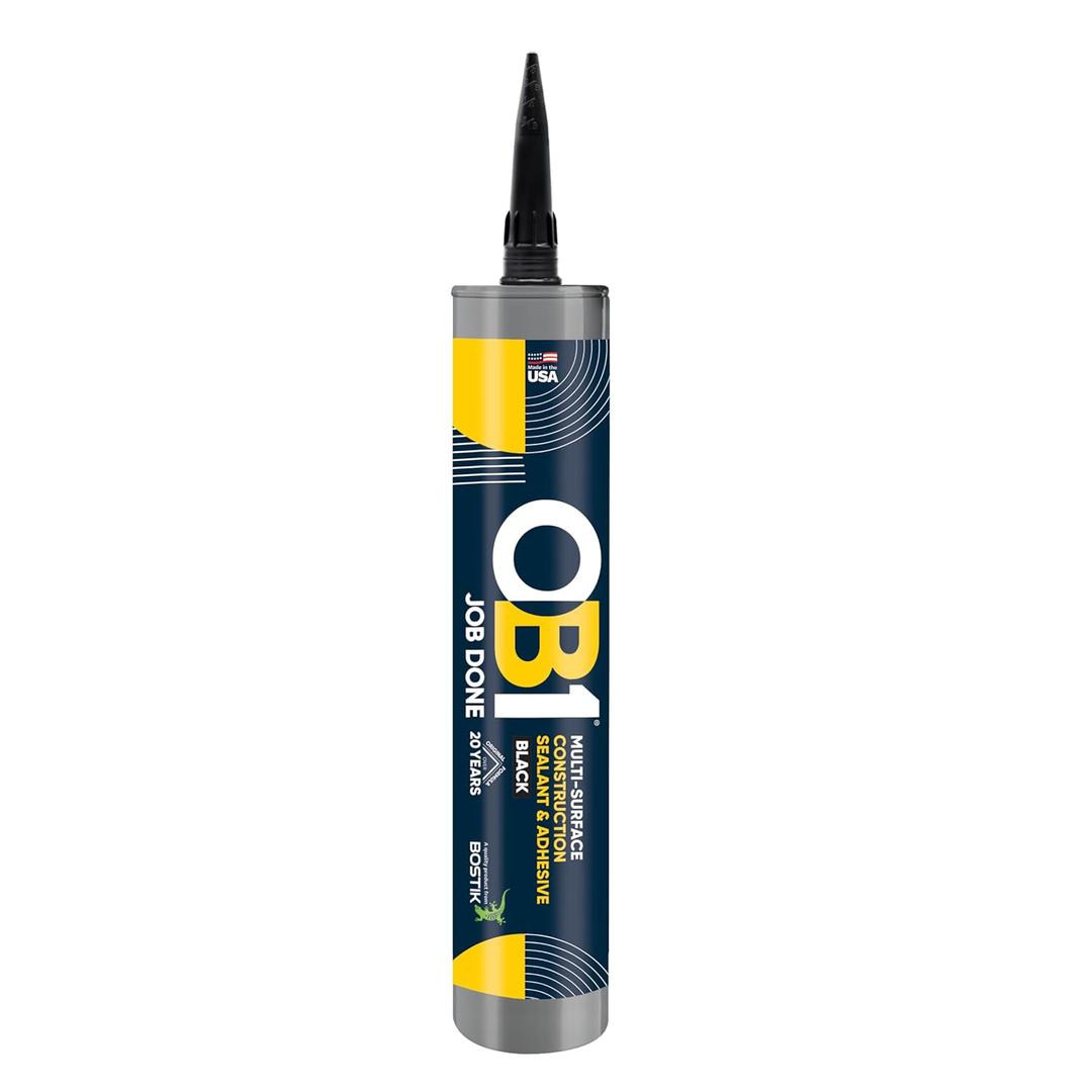 OB1 Universal Caulk Sealant & Adhesive Black 10.1oz | Professional Grade Premium All-in-One Advanced Hybrid 3-in1 | Water Resistant Internal & External | Shrink Crack UV & Fade Resistant | 1 Cartridge