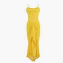 Women Sexy V Neck Mesh Ruched Slim Waist Package HIPS Ruffles Sling Dress, S