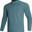 GEMYSE Men's Quarter Zip Pullover Long Sleeve Running Shirt 1/4 Zip Quick Dry Athletic Workout Shirts, Size XXL, Turquoise Green