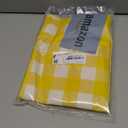 Smiry Rectangle Picnic Table Cloth, Elastic Waterproof Fitted Vinyl Tablecloths, Flannel Backed Buffalo Plaid Table Covers for Dining, Camping, Outdoor (White and Yellow, 30" x 72")