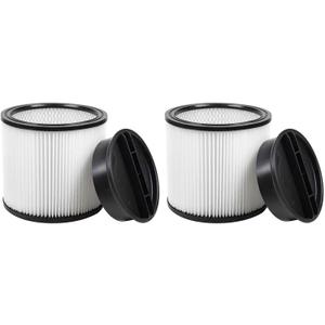 2 Pack 08-2566B Cartridge Filter with Lids, compatible with Stanley Most 5-18 Gallon Wet/Dry Vacuum models# SL18115 SL18115P SL18116 SL18116P SL18191P SL18199P SL18117 SL18701P-10A SL18410P-5A