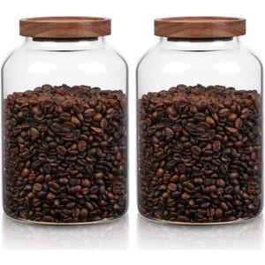 WHJY 2 pack 1/2 Gallon Glass Jars with Airtight Lids Transparent Clear Kitchen Canister for Pantry Organization Large Food Storage Containers for Coffee Flour Sugar Pasta