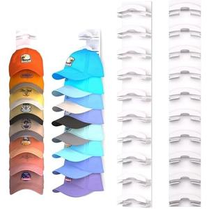 Hat Organizer for Baseball Caps 2Pack, Hat Rack for Wall with Strong Adhesive Hold up to 20 Hats, Hat Hanger Holder Display for Door Closet, Cap Organizer Storage Multilayer Two Mounting Option(White)