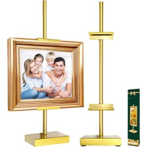 1 Pack Adjustable Tabletop Easel Stand, Metal Picture Stands for Display, Gold Easel Picture Frame Holder Stand for Art Photo Signs, Table Easels for Display18 Inch Gold