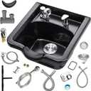 Professional Shampoo Bowl for Salons, Black ABS Plastic Shampoo Sink with Faucet for Hair Salons, Barber Stores, Beauty Salons and Home Use