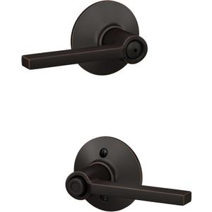 Schlage F40 LAT 716 Latitude Door Lever, Bed & Bath Privacy Lock, Aged Bronze