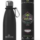 Greens Steel Stainless Steel Water Bottle - 12 oz, Black | Vacuum Insulated Double Wall with Screw Lid/Leak Proof | Thermal Travel Sports Canteen Coffee Flask