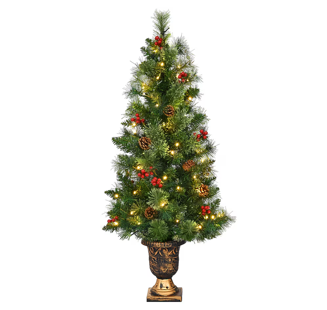 4-ft Pre-lit Slim Artificial Christmas Tree with White LED Lights
