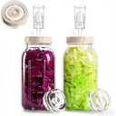 64oz Fermentation Jar, 2L Glass Fermenting Jar with Airlocks & Weights, Fermenting Kit for Sauerkraut, Pickling, Kombucha, Hot Sauce, Mead, Cider and More, Pack of 2