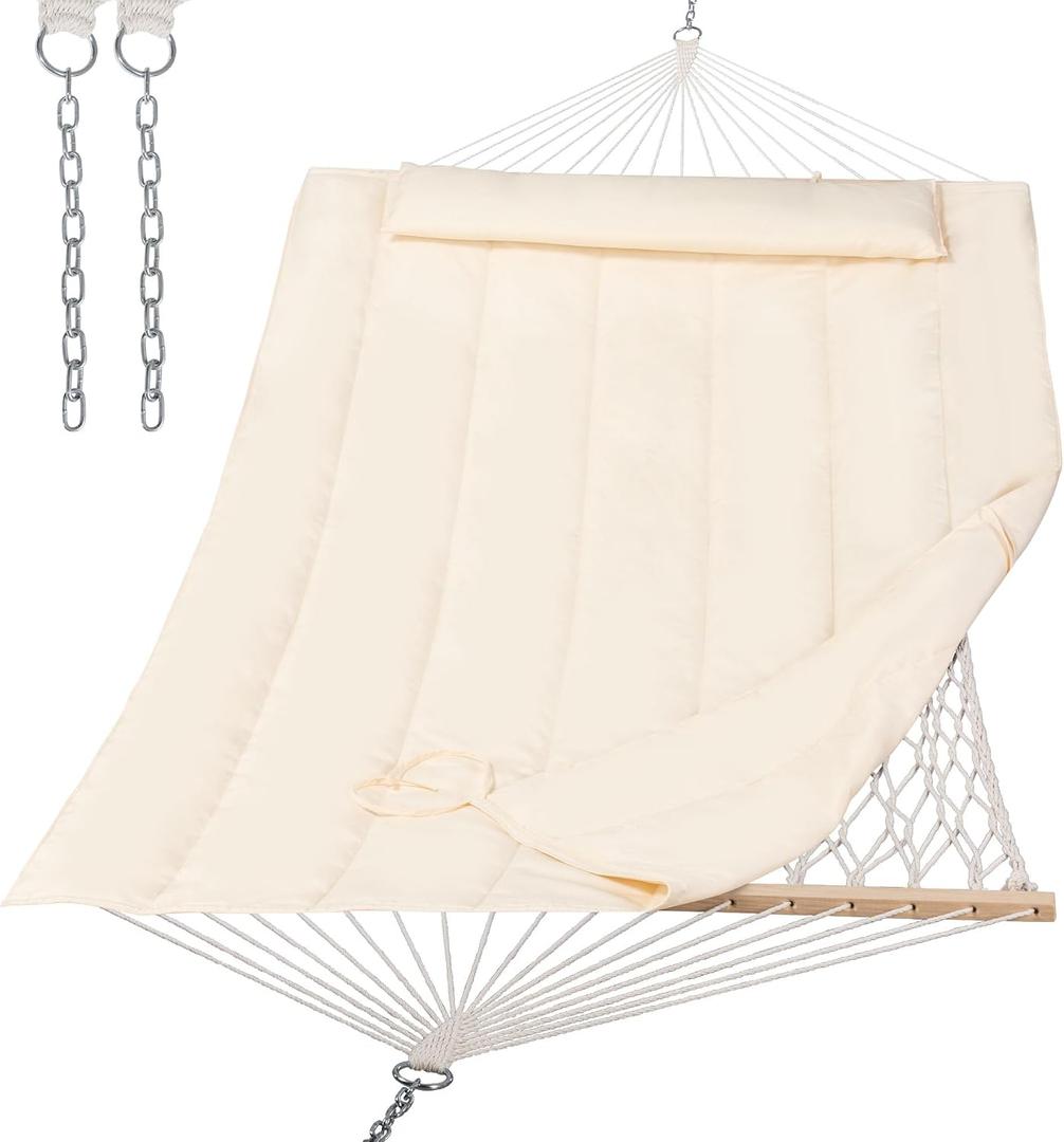 SUNCREAT Hammocks Replacement Hammock for Stand, 475 lbs Capacity, Two Person Backyard Hammock with Pad for Outside, Beige