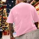 Oversized Graphic Tees Men Vintage Y2K Print Shirts Streetwear Unisex Harajuku T-Shirts (Pink, S)