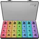 Fullicon Large Weekly Pill Organizer 4 Times a Day,7 Day Pill Box, Portable Medicine Organizer for Supplements Vitamin Pill Case Black (9.3 x 5.7 x 1.4 Inch)