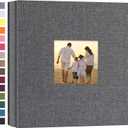 potricher Small Photo Album 4x6 200 Photos Linen Cover Picture Photo Book for Family Wedding Anniversary Baby Vacation (Gray,200 Pockets)