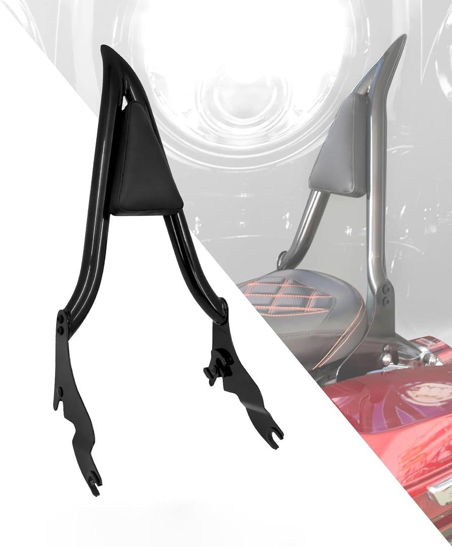 HDBUBALUS Motorcycle Sissy Bar Passenger Backrest Compatible With Harley Touring Road King Road Glide Street Glide Electra Glide Road King 2009-2025 (Black-22inch)