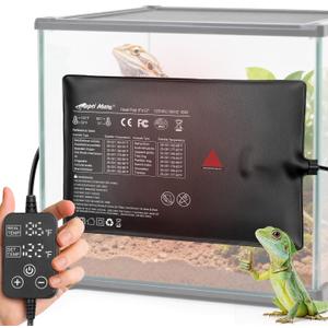 Reptile Heating Pad with Internal Sensor&Thermostat, 8" x 12" 16W Under Tank Heater Mat for 10-40 Gallon Tanks, IP67 Waterproof Safe Heat for Turtles, Bearded Dragons, Snakes, Lizards and Seedling