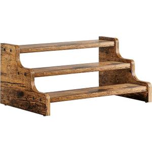 KLM 3Tier Spice Rack, 13.8 Inch Wood Step Shelf Countertop Spice Storage Holder, Kitchen Pantry Cabinet Organizer Cupboard for Spice Bottles, Jars, Seasonings, Baking Supplies,Bathroom Organizer