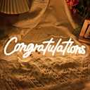 SYLHOME Congratulations Led Neon Light Sign Gratuation Celebrate Wall Sign Decor Backdrop Congrats Grad Prom Party Wedding Birthday Banner Decor Gifts 16.14" X 4.92" USB Warm White