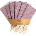 Smyrna Turkish Cotton Dish Towels Pack of 6, 100% Natural Cotton, 12x12 Inches, Machine Washable, Ultra Soft, Absorbent, Prewashed and Quick Dry Turkish Dish Towels, Dusty Rose