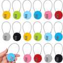 16 Pack Combination Lock, 3 Digit Outdoor Waterproof Code Padlock with Wire Rope, Mini Combination Lock, Resettable Locks for Luggage, Gym Locker, Jewelry Box, Backpack(8 Colors)