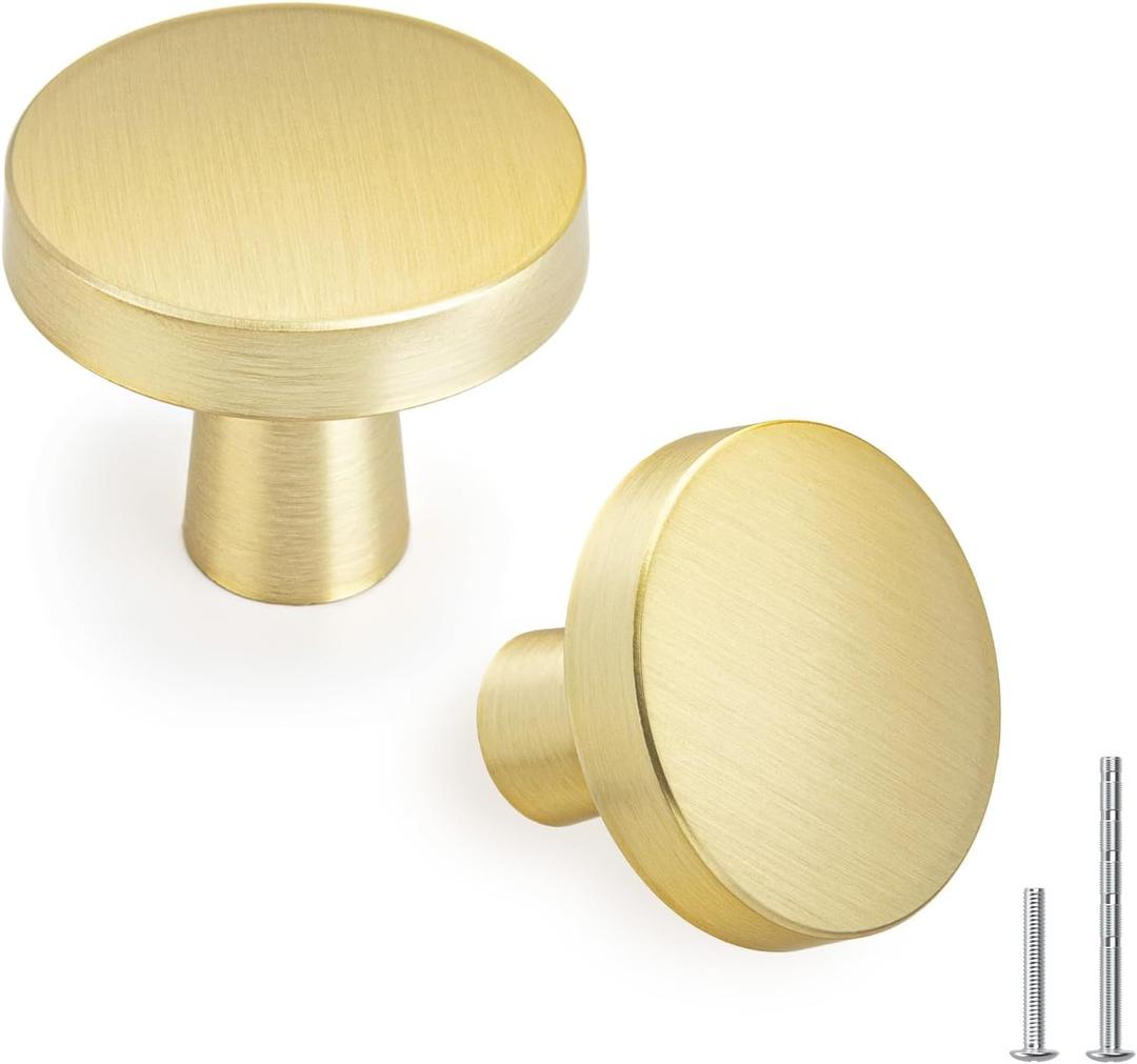 goldenwarm 6 Pack Gold Dresser Cabinet Knobs for Kitchen Hardware Handles Round Drawer Knob for Closet Bifold Modern Cabinets Pulls,1.27 Inch