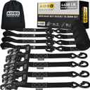 AUGO Heavy Duty Ratchet Straps & Soft Loops Pack of 4 Extra Strong 1.5 by 10 Ratchet Straps w/S-Hook Safety Latches & 4 Soft Loop Tie Downs 4400Lb Break Strength for Motorcycles, ATVs, Etc.