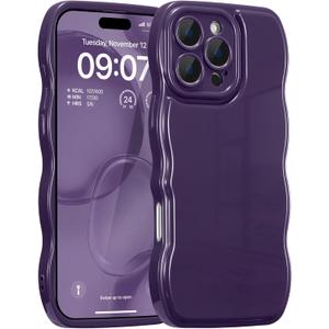 FABSPARK Phone Case for iPhone 16 Pro Case,Simple Wave Design Wavy Frame Soft Silicone Aesthetic for iPhone 16 Pro,Deep Purple