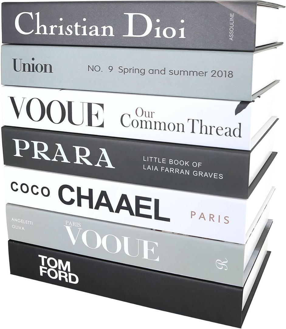 PTShadow 7 Pcs Decorative Books Aesthetic Chic Faux Book Set for Room Décor, Modern Home Decor Coffee Table Decor