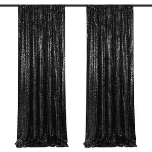 Black Backdrop Curtains for Parties 2 Panels 2ftx8ft Sequin Birthday Backdrop Seamless Photography Background Halloween Decoration