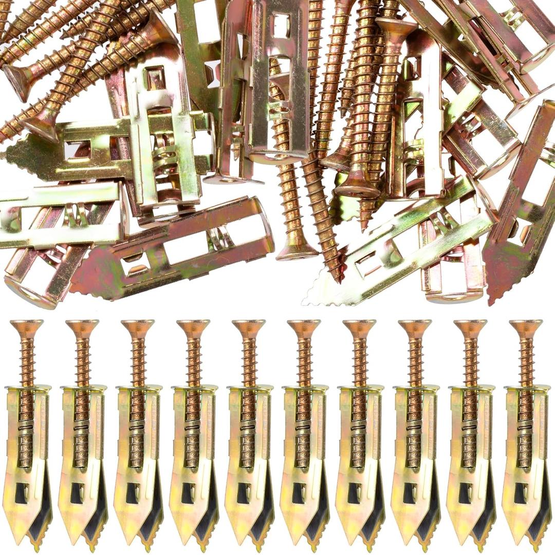 2 x PAGOW 40 Pcs Self-Drilling Anchors, Anchors and Screws for Heavy Duty, Metal Screw Anchors Kit, No Drill and Holes in Wall (0.47"x1.57")