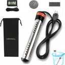 Laboomkey 2000W Immersion Water Heater,Portable Bucket Heater with Digital LCD Thermometer, Stainless Steel Guard Anti-scalding Submersible Water Heater for Pool Bathtub,UL Listed