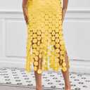 Cicy Bell Womens Hollow Out Maxi Skirts Summer High Waisted Boho Fringe Hem Skirt Beach Vacation Outfits Yellow