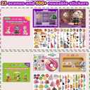 Dino Fun 2-in-1 Reusable Sticker Book for Kids Animal Dress-Up & Cooking Play, 23 Scenes, 500+ Stickers, Fun Activity Book for Toddlers Ages 3+, Removable Sticker for Boys & Girls, 8.3" x 5.7" x 0.4"