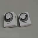 TESSAN Outlet Timer, Mechanical 24-Hour Light Timers for Electrical Outlets Indoor, Dual 3-Prong Sockets 30-Minute Intervals, for Lamps, Christmas Lights, Fans (2 Pack)