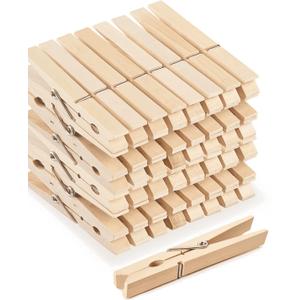 Large Clothes Pins Wooden Clothespins, 4 Inch 48 Pack Heavy Duty Outdoor Pegs, Clothing Hanging Laundry Close Pin Chip Clips Cheer Pins for Bags Photo Picture Artwork Crafts Display