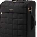LOVEVOOK Carry On Luggage 22x14x9 Airline Approved, 20 Inch Softside with Wheels, Lightweight Spinner Suitcase with TSA Lock, Water-Resistant Large Capacity for Travel, Black