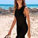 ANRABESS Womens Swimsuit Cover Up Sleeveless Hollow Knit Bikini Swimwear Bathing Suit Coverup Crochet Beach Dress (Medium, Black)