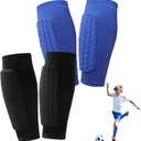 2 Pairs Soccer Shin Guards for Kids Youth Adult, Shin Guards Soccer Calf Compression Sleeve with Honeycomb Pads, Lightweight Shin Protector Support for Baseball MTB Football Boys Girls Protective Gear (X-Large, Black+Blue)