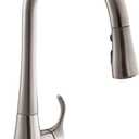 KOHLER 596-VS Simplice Pull Down Kitchen Faucet, 3-Spray Faucet, Kitchen Sink Faucet with Pull Down Sprayer, Vibrant Stainless, High Arch
