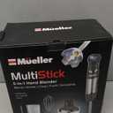 Mueller Multistick 5-in-1 Immersion Blender Handheld, 12 Speed Hand Mixer - Turbo Boost, Heaviest Duty Copper Motor, Titanium Blades Hand Blender, Milk Frother Wand, Whisk, Beaker, Chopper, Grey (Gray)