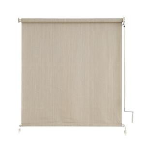 sunoff Outdoor Roller Shades for Porch, Cordless Patio Roller Up Blinds with Shade Cloth for Gazebo Pergola Balcony Backyard, 2 Poles & 1 Fabric, Sesame, 72" Wx96 H