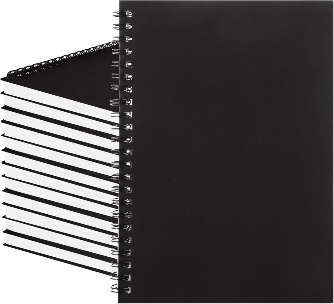 MIVIDE 24 Pack Black A5 Spiral Notebook, 8.2 x 5.7 Inch 120 Pages Hardcover Spiral Lined Notebook Journal, Lined Travel Bulk Writing Paper Notebook for School Business Office Supplies