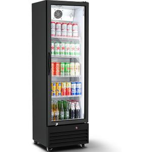 BODEGACOOLER Commercial Beverage Refrigerator with Glass Door,12.5 Cu.Ft Display Merchandiser Drink Refrigerator,Upright Commercial Bar Fridge,Display Drink Cooler,Soft LED Light,Romovable Shelves