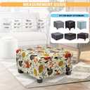 Ottoman Cover Square Slipcovers Printed,Stretch Footrest Stool Cover for Ottoman Square,Soft Foot Stool Cover Protector with Nonslip Elastic Bottom (Large,Flower E) 