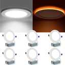 Meconard 6 Pack 6 Inch 5CCT LED Recessed Lighting with Night Light, 2700K/3000K/3500K/4000K/5000K Selectable Ultra-Thin LED Recessed Ceiling Lights, 12W=110W, 1050LM, Dimmable Canless Wafer Downlight